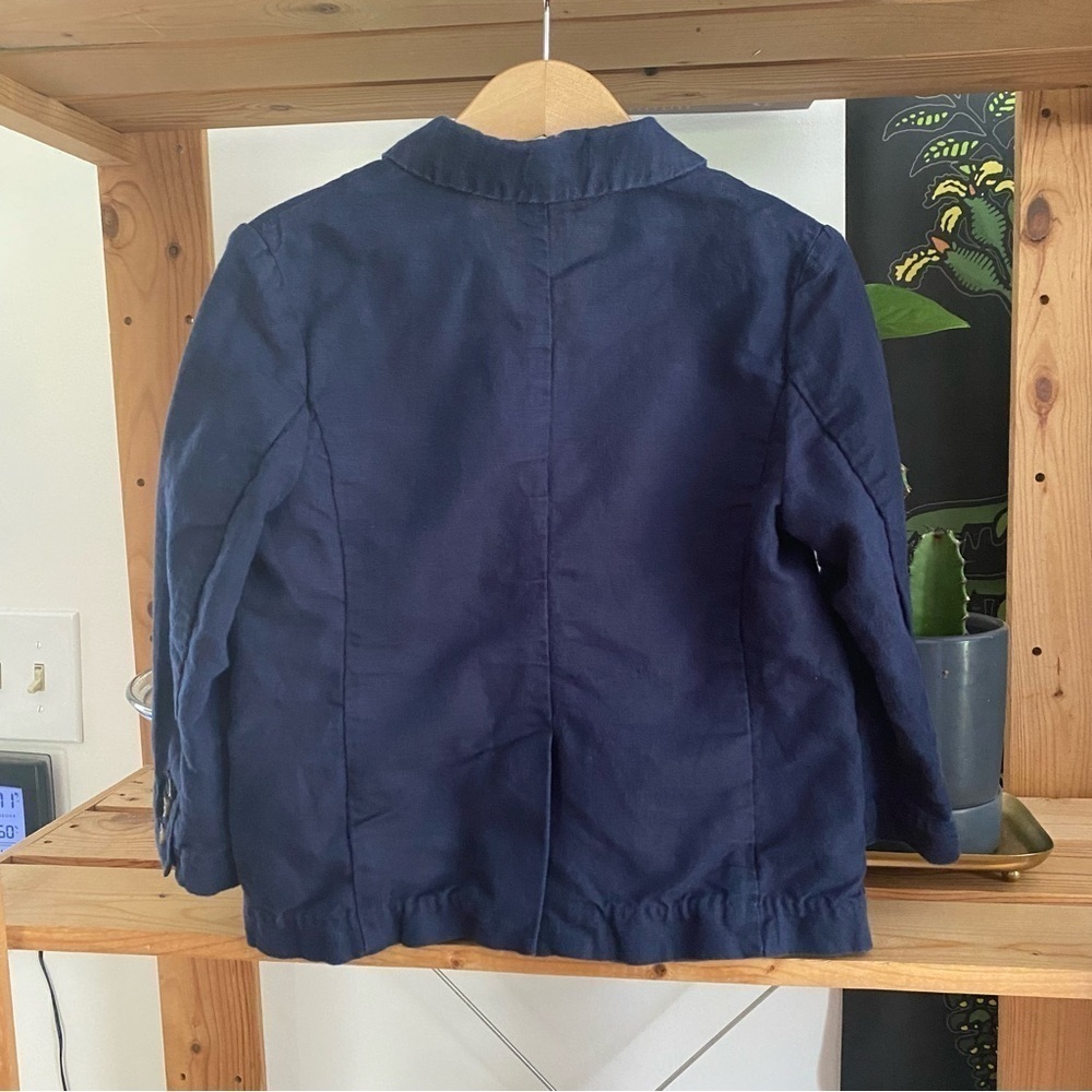 Janie and Jack Navy Blue Linen Cotton Blazer Jacket 3t - Picture 3 of 11